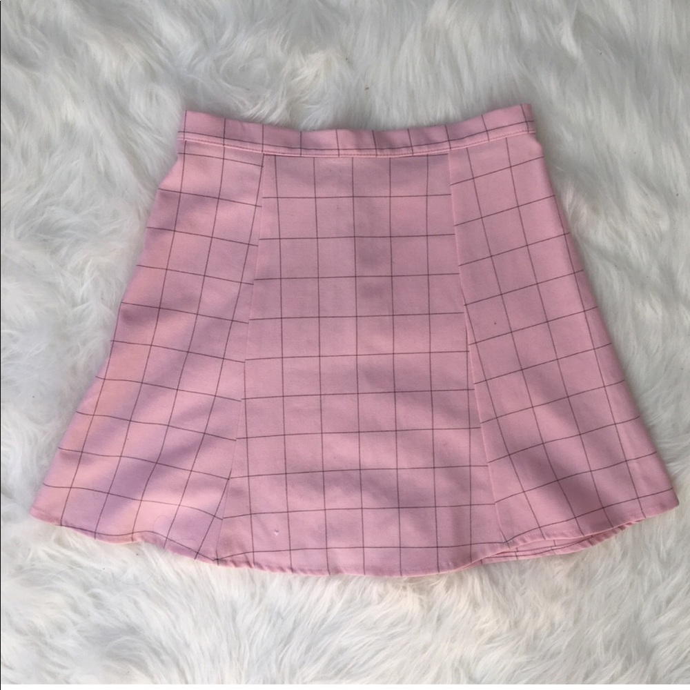 American Apparel Pink & Black grid lulu skirt - Picture 1 of 3